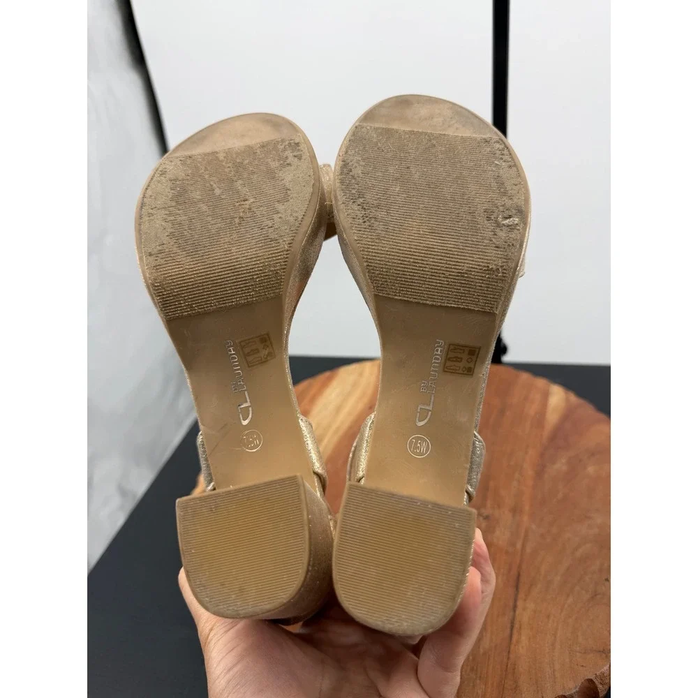 CL by Laundry Gasp Platform Sandal Womens 7.5W Gold Metallic Block Heel GASP002W